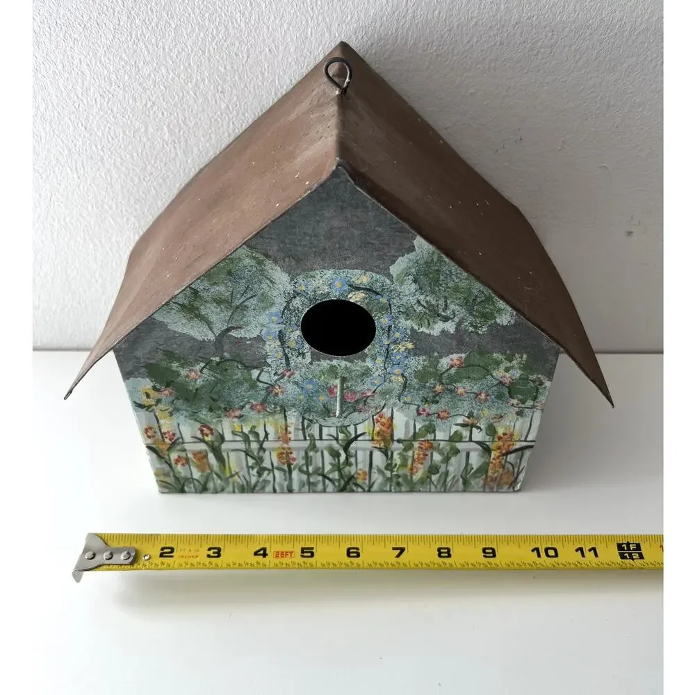 Vintage Handmade Galvanized Tin Birdhouse Rustic Farmhouse Decor Unused